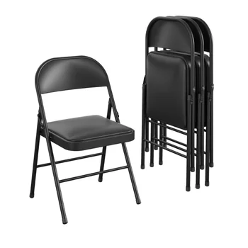 מעמודי התווך ויניל כיסא מתקפל (4 Pack), שחור כיסאות קמפינג חיצוני כיסא כיסא מתקפל