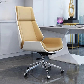 מעצב יוקרתי למשרד כיסא עור ריפוד הבסיס המסתובב Office כיסאות גלגלים כרית חזרה Silla Escritorio ריהוט משרדי