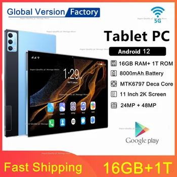מקורי חדש 11 אינץ Tablet Pc Deca Core Android 12-Google Play 16GB +1T ה-SIM הכפול טלפון טבליות 4G/5G WiFi Bluetooth