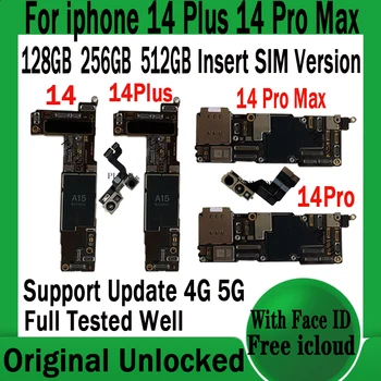 מקורי לאייפון 14 14 + 14 Pro מקס לוח אם עם /בלי פנים ID ICloud סמארטפון לוח המלא ' יפ מבחן טוב MainBoard