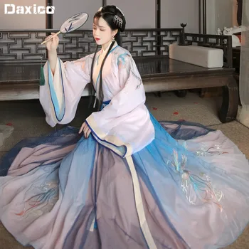 מקורי לרקום סינית עתיקה Hanfu השמלה מזרחי מסורתי שושלת האן נסיכת הלבשה הלאומי מסיבת תחפושות קוספליי