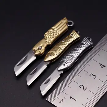 נייד מיני אולר מפתחות תליון רב תכליתי פירות קילוף סכין מתקפלת סכין פלדת אל-חלד להגנה עצמית כלי