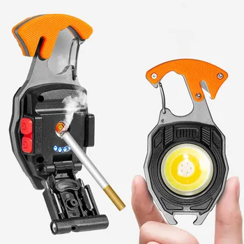 ניידת חיצונית קומפקטית מיני כלי מחזיק מפתחות אור עם אש Starter לשרוק לקמפינג פנס