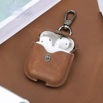 נרתיק עור עבור אפל 2 אביזרי 1 2 מקרה מפתח שקית אחסון יוקרה אוזניות כיסוי עם מחזיק מפתחות