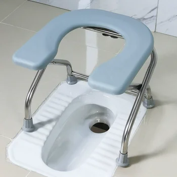 נשים בהריון, קשישים שירותים צואה U עיצוב חדר האמבטיה כיסא מתקפל נירוסטה אמבטיה מושב יציב נגד החלקה שירותים שאר רגל
