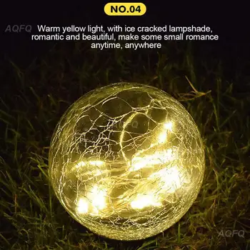 סולארית LED זכוכית כדור אור לפצח את דפוס הדשא אור חיצוני חם צבע אור עמיד למים גן קישוטים מסלול פטיו בחצר