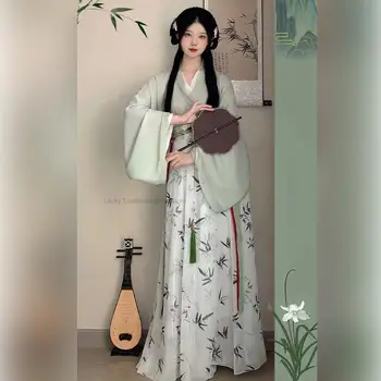 סינית בסגנון וינטג ' נשים Hanfu השמלה במבוק מסורתיות עיצוב פיות Hanfu Cosplay פולק שמלת ריקוד להגדיר העתיקה Hanfu להגדיר