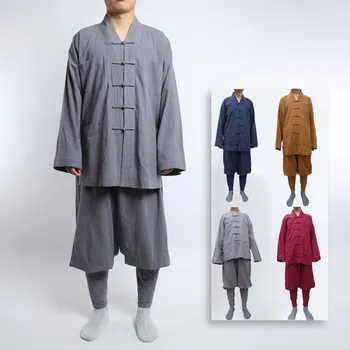 סינית מסורתית Clothings על נזיר תחפושת הבודהיסטית בגדי נזיר החלוק הדאואיזם הטיבטי בגדים מדיטציה זן שאולין Hanfu