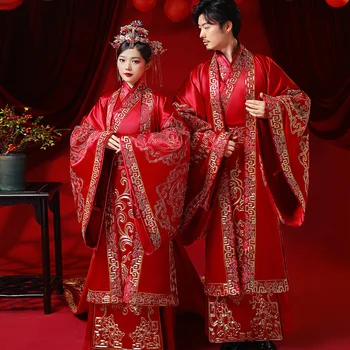 סינית מסורתית מעולה רקמה בגודל אחד להתחתן Hanfu כמה חליפת חתונה אלגנטית כלה צ ' יפאו השמלה китайская одежда