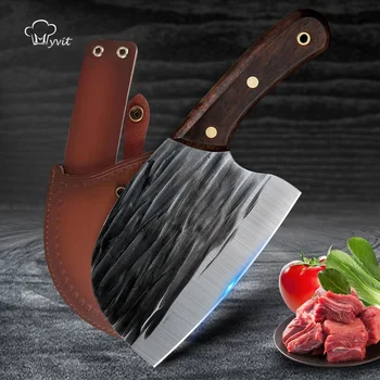 סכין מטבח חדים חזק קצבים הקצב סרבית סכין שף עם נדן קוצץ עצם קאטר בעבודת יד בישול קמפינג, ברביקיו