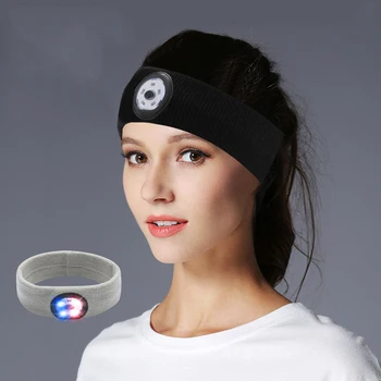 ספורט זיעה סרטי ראש עם אורות LED פנס ראש מנורה פנס אימון ראש הלהקה Sweatbands חיצוני פועל בלילה בטיחות
