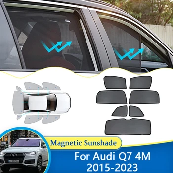 עבור אאודי Q7 4M 2015~2023 מגנטי שמשיה חלון המכונית השמשה מגן שמש בצל הגנת UV רשת רשת מגן מסך כיסוי