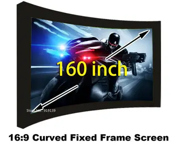 ענק קולנוע HD מסך 160 אינץ ' שטוח מסגרת קבועה DIY מסכי הקרנה 3D, מקרן, מסך בד 16:9 יחס מושלם