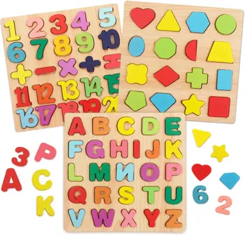 עץ האלפבית המספר צורה ABC השם חידות צעצועים עבור ילדים בשיטת מונטסורי חינוכי מתנה למידה המכתב חידות צעצועים