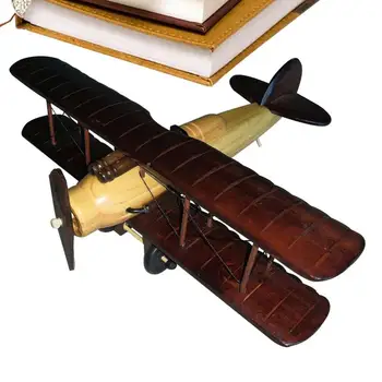 עץ כלי טיס עץ, מטוסים דגם נייד של המטוס וינטג קישוט שולחן העבודה מטוס דגם מתנת יום הולדת עבור פעוט,