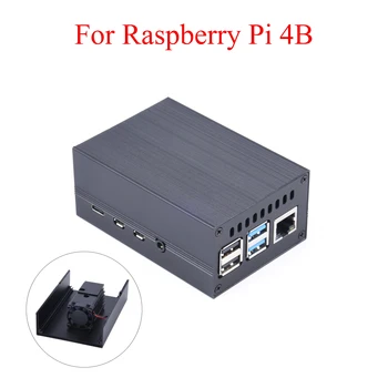 פאי פטל 4 סגסוגת אלומיניום כיסוי Case קירור אוהדים קופסה שחורה מתכת מעטפת הגנה המתחם עבור Raspberry Pi 4 דגם B
