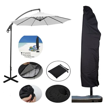 פטיו מטריית כיסוי חיצוני מטריית כיסוי עבור 9 עד 13 מטר, שחור שלוחה השמשייה מכסה עם רוכסן, בננה מטריה