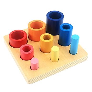 פעוט מונטסורי עץ צעצועים שונים מעגלים, גלילי בלוק צעצוע לילדים צבעים הכשרה לגיל הרך Brinquedos Juguets