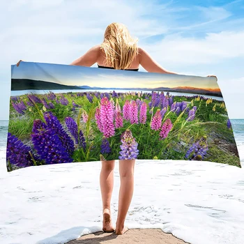 פרחים גדולים מיקרופייבר מגבות חוף סופר סופג חול חופשי מגבות יבש מהיר קל משקל מיקרופייבר הוואי בריכה מגבות