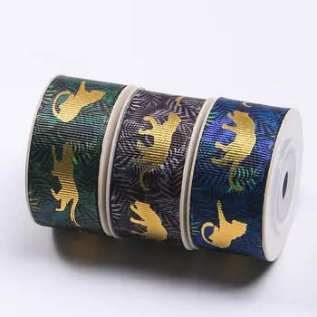 צד אחד צבע בסיס bronzing בעלי חיים מודפסים מצולעים חגורה DIY קשת שיער אביזרים מתנה פרחוני אריזה אביזר סרט