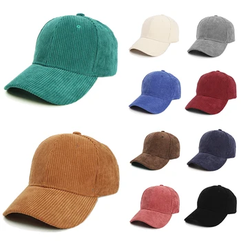קורדרוי כובעי בייסבול עבור גברים, נשים, עצם משאית כובע היפ הופ כובע Snapback כובעי גברים נשים מוצק צבע חם חורף כובעי מצחיה
