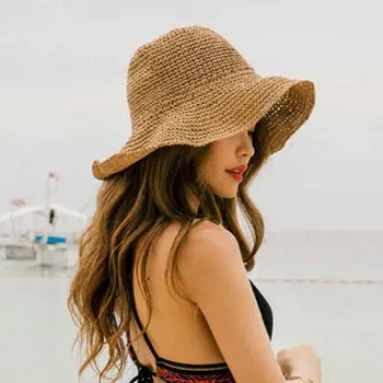 קיפול כובע קש נשים קיץ יציאה מגן השמש חג כובע מגניב חוף הים חוף כובע הגאות כובעי הקיץ דלי כובע לנשים חדש