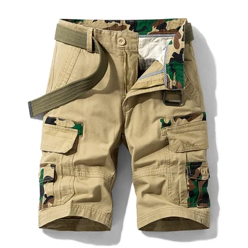 קיץ נעים החדש הסוואה טקטי המכנסיים גברים חאקי אצן מטען צבאי מכנסי גברים כותנה קליל משוחרר גברים מכנסיים קצרים