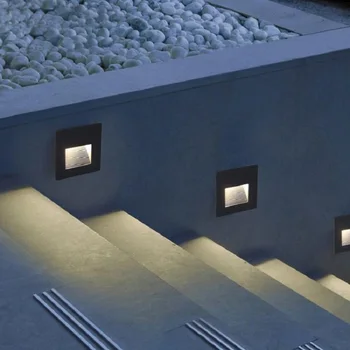 קיר אור LED מדרגות האור במסדרון מנורות קיר מנורות קיר מנורת הלילה על שלב הכניסה לסלון ערוץ מדרגות Footlight + 86 תיבת