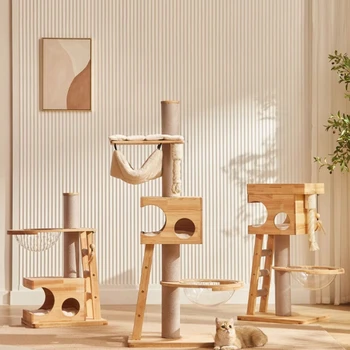 קיר מעץ הבית עם מגרד עבור חתולים גדולים, טיפוס עזרי הדרכה, וילה צעצועים, מוצרים לחיות מחמד, אביזרים לבית