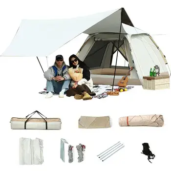 קמפינג אוהל כיפת אוהל המשפחה מחסה למשך 4 אדם חיצוני ציוד אוטומטי את תוכנית ההתקנה שמש בצל אוהל על החוף בטיול דיג