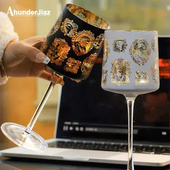 רטרו יצירתי יין אדום, ענבים זכוכית בכיר הציור המפורסם הדפסה גביע שמפניה במסעדה מסיבת שתייה אספקה להגדיר