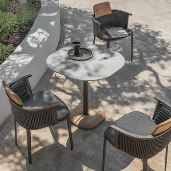 ריהוט גן ראטן שולחן כיסא לכסות שילוב מרפסת המלון חיצונית באוויר הפתוח גן