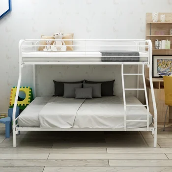 תאום-על-מלא עם מיטת קומותיים סגור המיטה העליונה לבן[לנו במלאי]
