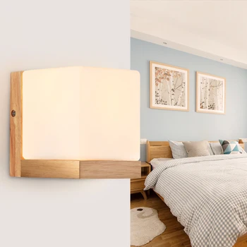 תאורה מודרניים מנורות קיר חדר השינה ליד המיטה מנורה צעצועי עץ מנורת led סיני חיים אור מסדרון המלון יצירתי מנורות קיר עץ אורות