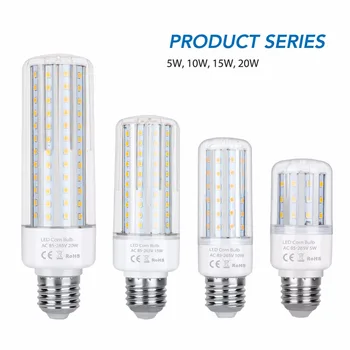 תירס מנורה E27 LED הנורה 20W המבחנה E14 LED 220V אור הנר הנורה 110V מנורת LED 5W 10W 15W מקורה חכם IC אור לא פליקר 2835