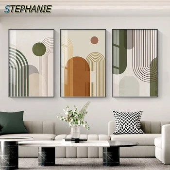 תקציר קו ציורי בד הדפסה נורדי גיאומטריים צבעוניים פוסטרים אמנות קיר תמונות עבור הסלון המודרני ציור קיר לעיצוב הבית