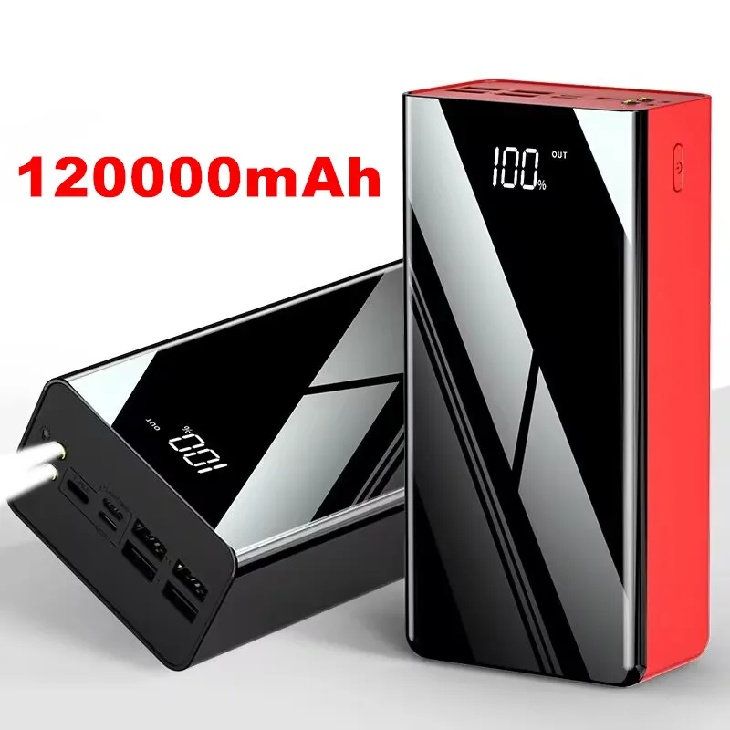 120000mAh הבנק-וול-שפיגל Bildschirm Tragbare Schnelle Ladegerät כוח Externe Batterie Pack Mi iPhone 12 - 0