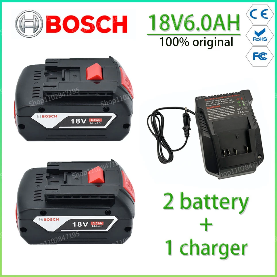 18V BOSCH מקורי לסוללת ליתיום Bosch סוללה 6.0 אה מקורי כלי סוללה נטענת+מטען - 0