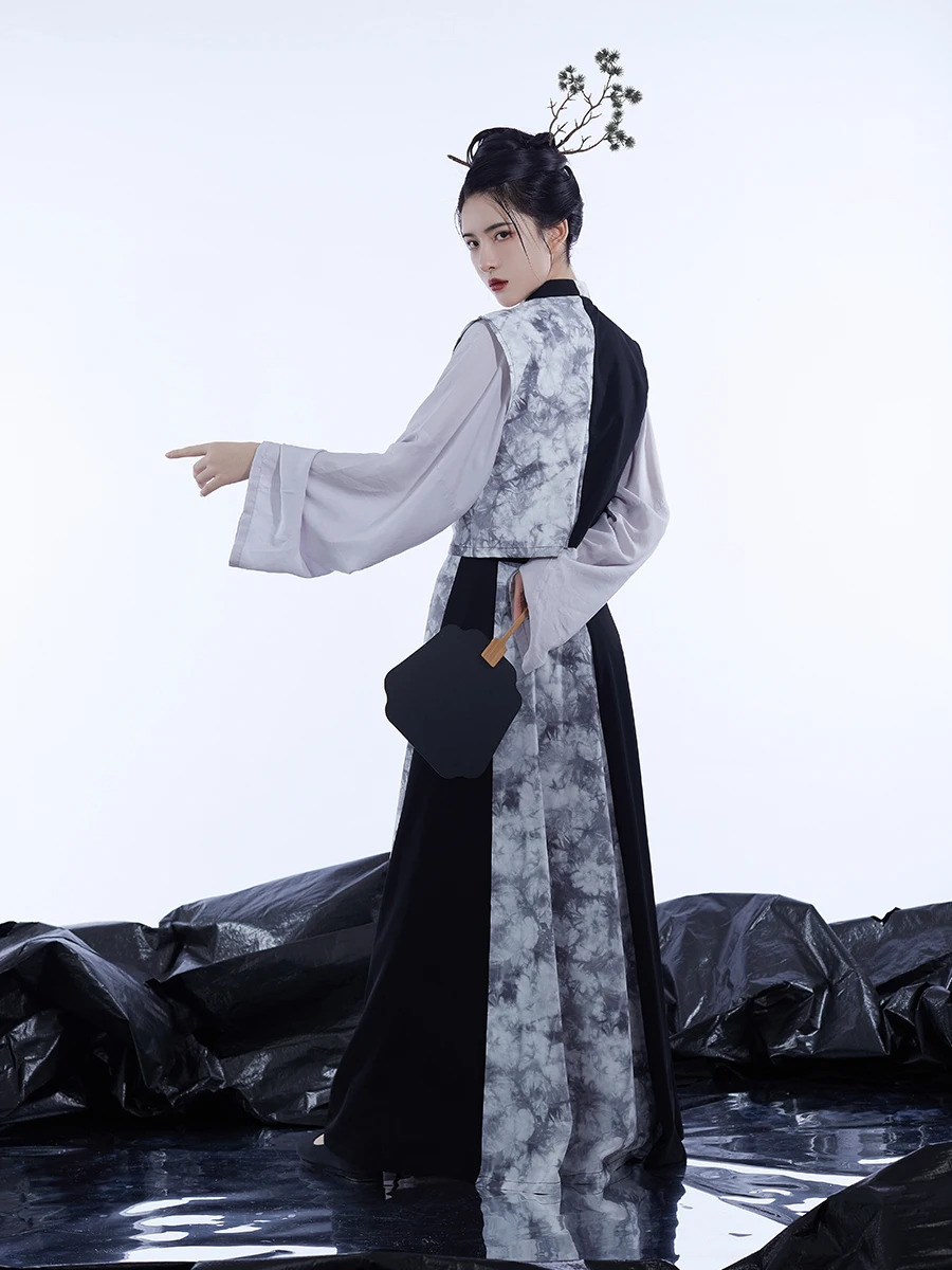 2022 סיני חריף-עשוי חולצה חצי אורך החצאית hanfu נקבה נשים שיפור סגנון 2 חתיכות להגדיר - 0