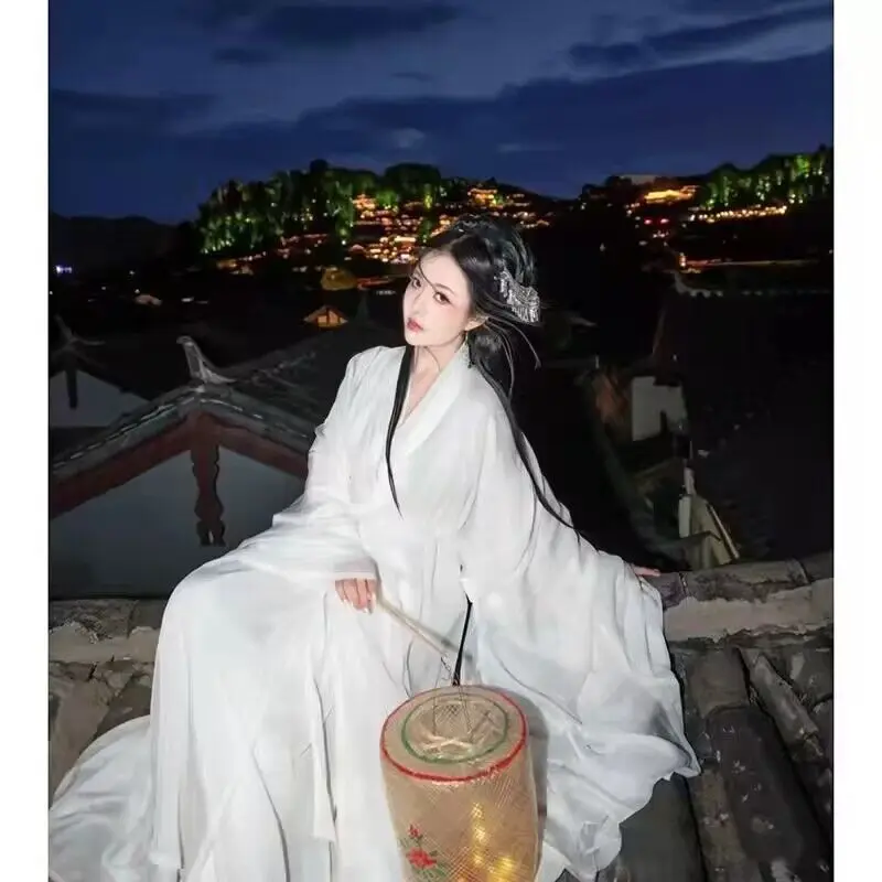 2023 נשים Hanfu שמלה סינית מסורתית Hanfu שמלת ריקוד נשי Cosplay תלבושות קיץ שמלה לבנה Hanfu נשים בתוספת גודל 2XL - 0