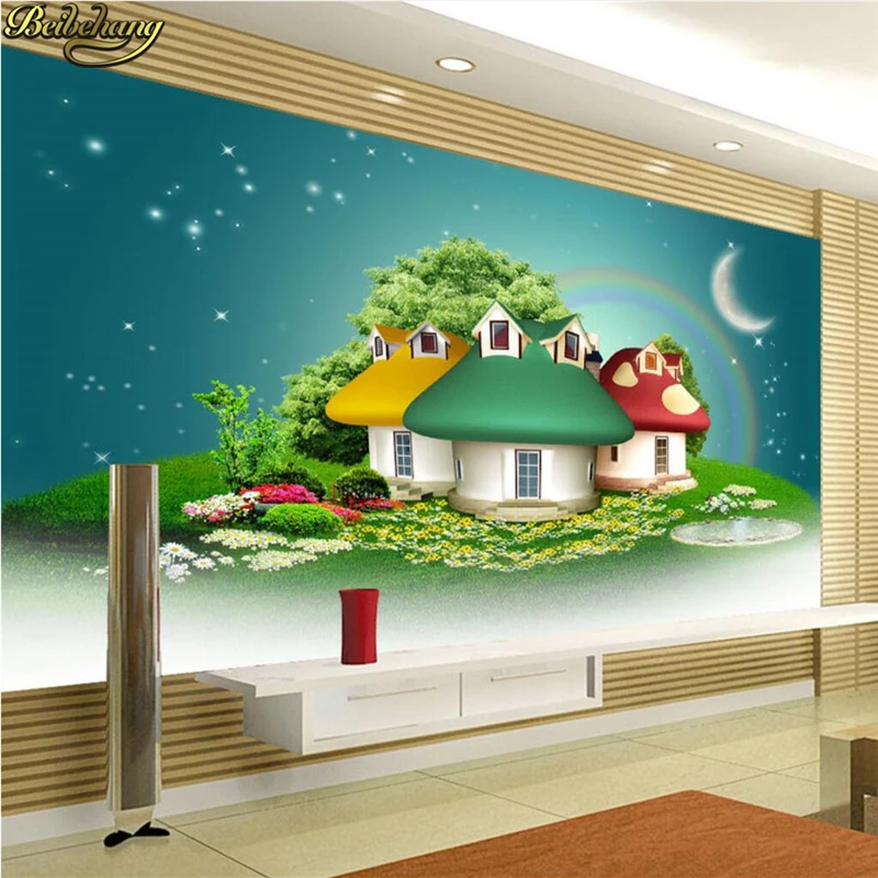 beibehang המסמכים דה parede 3d ציורי קיר חדר השינה של הילדים לחדר ספה רקע טפט טפט ירוק חיות מצוירות חמודות הבית - 0