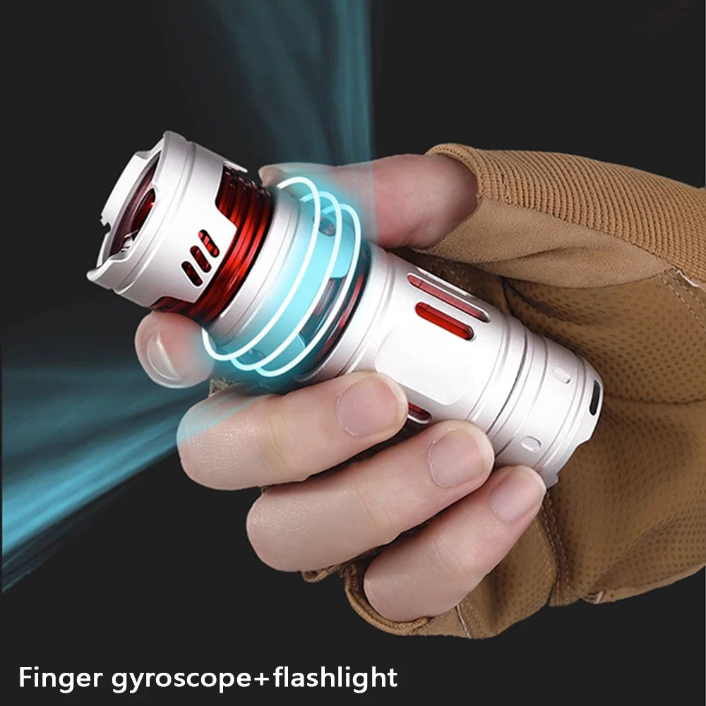 D2 האצבע גירוסקופ+פנס edc XPG פנס LED נטענת USB לפיד מובנה סוללה ניידת לקמפינג דיג תאורה - 0