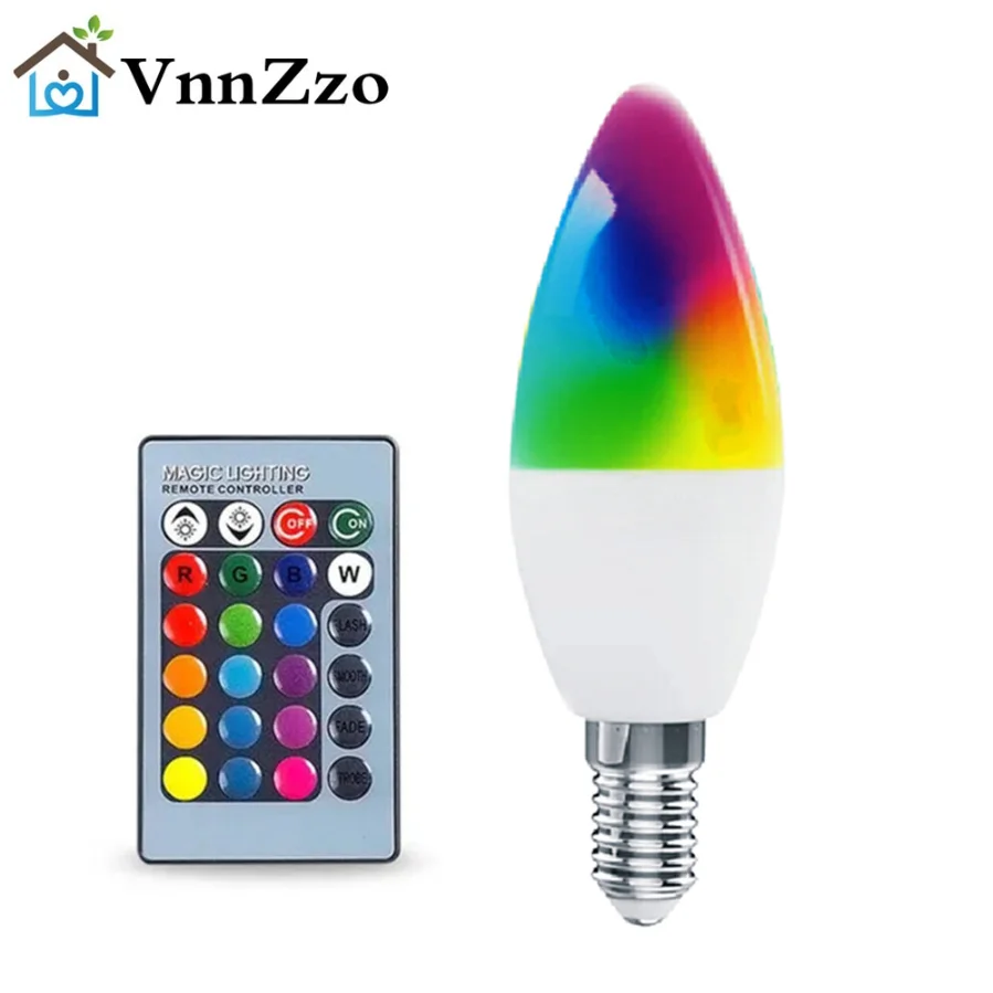 E27 LED Bulb E14 נרות המנורה מקורה השלט הנורה RGB קלטת עם בקר תאורה 85-265V Dimmable חכם המנורה הבית. - 0