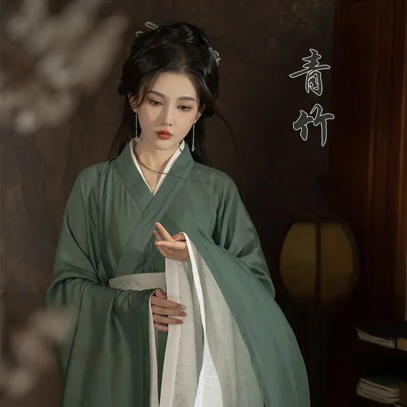 Hanfu השמלה נשים סינית עתיקה מסורתית Hanfu להגדיר נקבה Cosplay תלבושות קיץ Hanfu ג ' קט ירוק עם שמלה לבנה סטים - 0