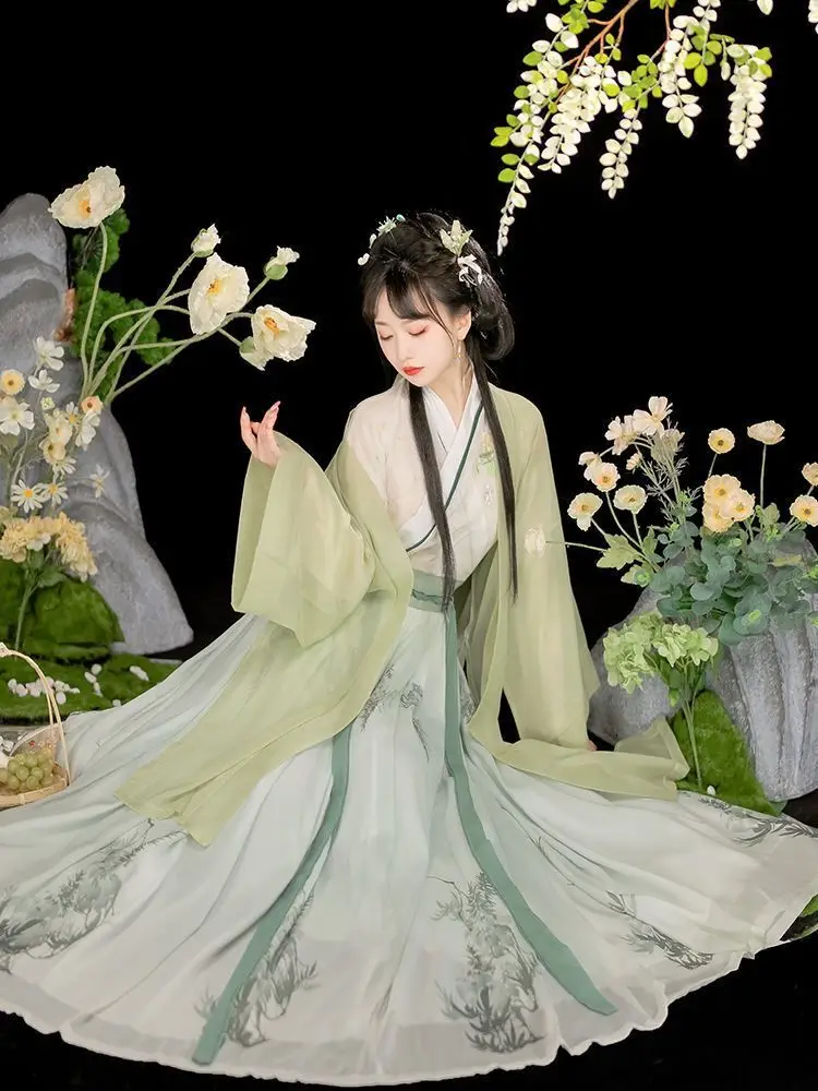 Hanfu השמלה נשים סינית עתיקה שושלת סונג Hanfu להגדיר נקבה תחפושות קוספליי מסיבת קיץ Hanfu השמלה 3pcs סטים לנשים. - 0