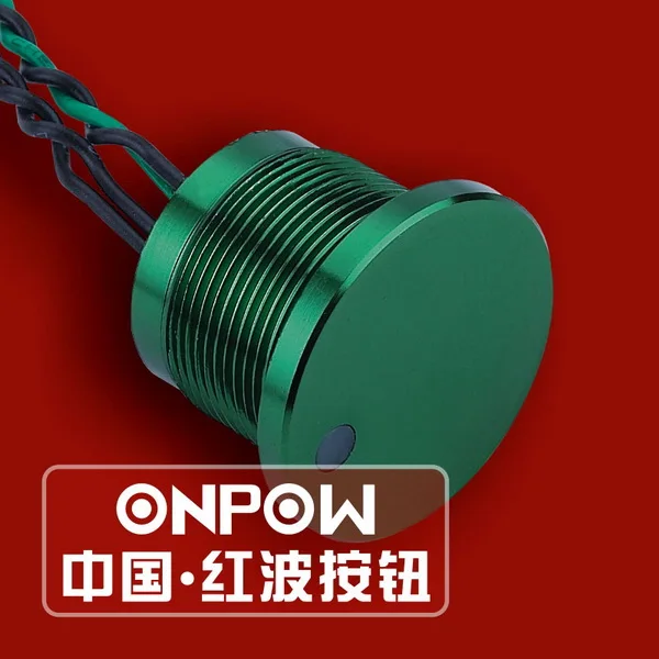 ONPOW 22mm נקודה מוארת רגעי דופק סגסוגת אלומיניום ירוק anodized Piezo Switch (PS223P10YGN) - 0