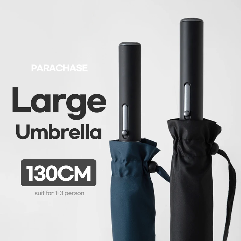 Parachase 130cm המטרייה הגדולה עבור גברים אוטומטי זמן מטריה Windproof חזק 8K גולף מקל גדול גשם מטריות משלוח חינם - 0