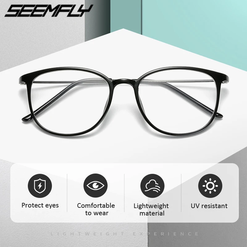 Seemfly -1.0 -1.5 -2.0 -2.5 -3.0 -3.5 -4.0 סיים קוצר ראיה משקפיים, גברים נשים נגד כחול קרני כיכר תלמיד משקפיים משקפי שמש - 0