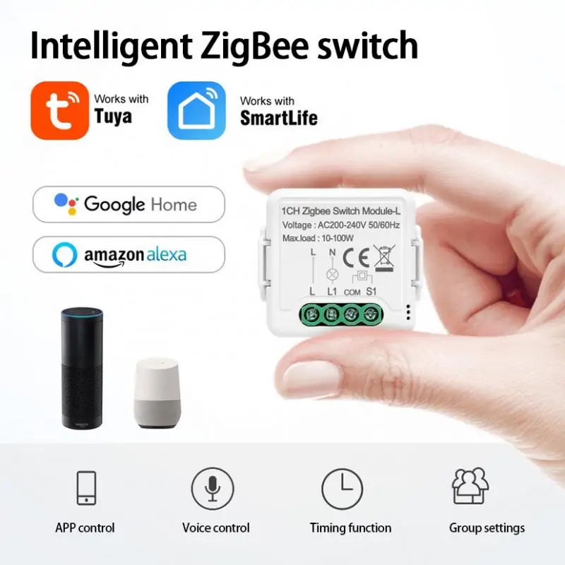 Tuya ZigBee 3.0 מודול מתג יחיד אש על המכשיר 1/2/3CH מתג האור הבית החכם מיני מפסק אלקסה הבית של Google - 0