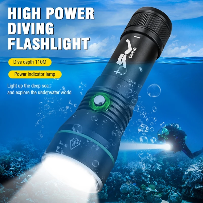 XHP50.2 פנס Led 100 מטר מתחת למים הכי חזק מקצועי צלילה אור צלילה לפיד יד המנורה 26650 18650 - 0